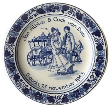 Huwelijksbord, Delfts blauw