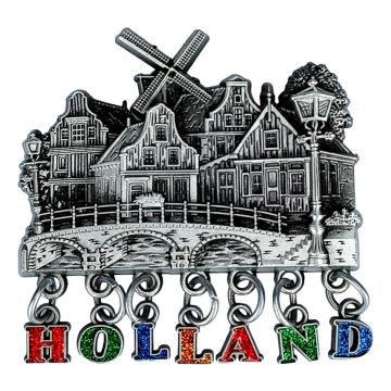 Magneet Metaal Holland met Glitter Letters
