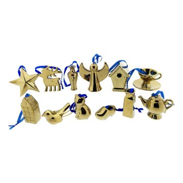 Gold Colored Christmas Tree Decoration Gift Set of 12