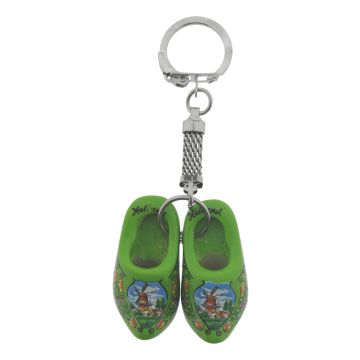 Sleutelhanger 2 Groene houten klompjes