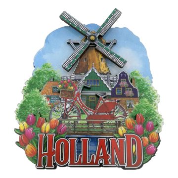 Koelkastmagneet Molen Holland  (Draaiende Wieken)