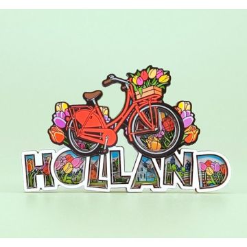 Magneet MDF/Epoxy Holland Comic - Fiets