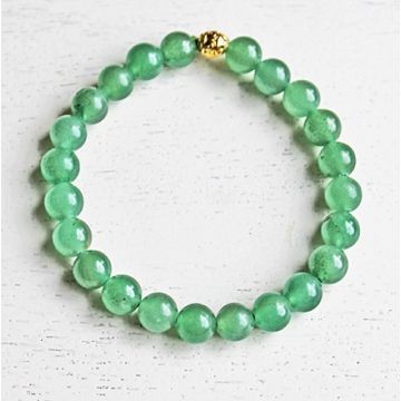 Armband groene Aventurijn kralen, goudkleurige kraal