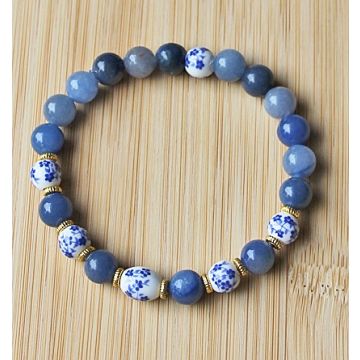 Armband Aventurijn blauw met delftsblauwe kralen