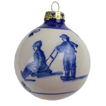 Kerstbal Delfts blauw Kinderspel slee