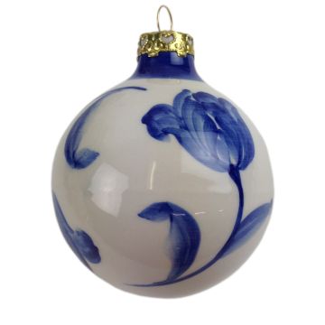 Kerstbal  Tulp delfts blauw