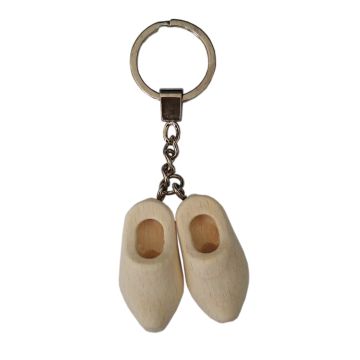 Sleutelhanger 2 blanke houten klompjes 