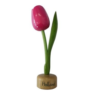 Tulp op houten voet, Roze Wit