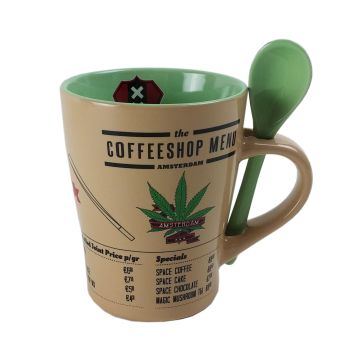 Mok Amsterdam coffeeshop met lepel in cadeaudoosje
