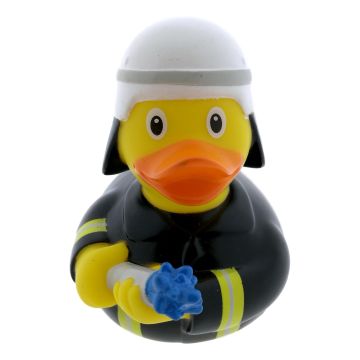 Badeend Brandweerman - zwart 
