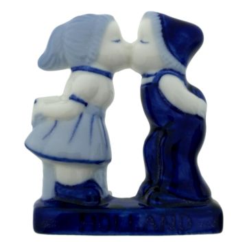 Koelkastmagneet kussend paar Delfts blauw