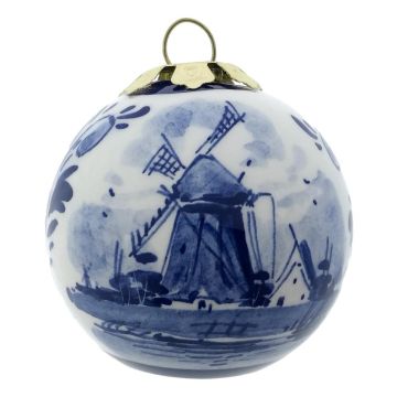Kerstbal molens met certificaat, 5 cm