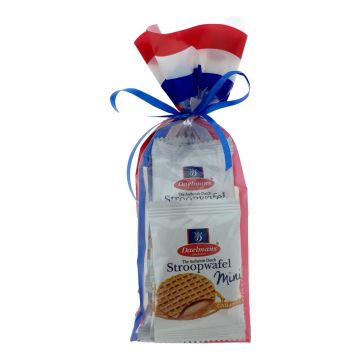 Mini stroopwafels in Holland zakje met lint