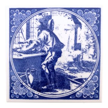 Delfts blauwe tegel - De Bakker, 15 cm 