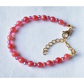 Armband roze 6mm jadekralen