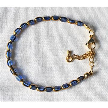 Armband transparant saffier blauwe kralen 5x3mm