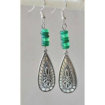 Oorbellen druppelhanger met jade