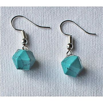 Oorbellen turkoois facetgeslepen 10x10mm
