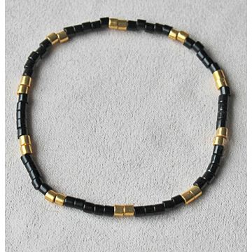 Miyuki delica armband, 3mm kralen, zwart en goud