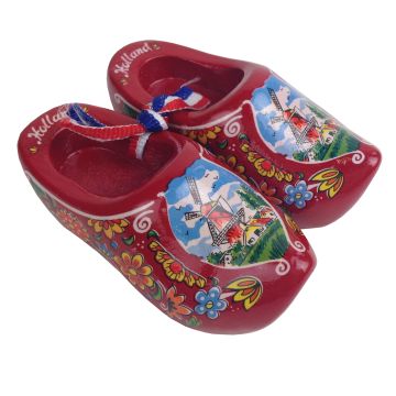 Set rode houten klompjes, 8cm