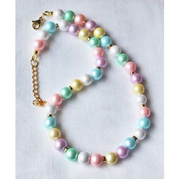 Ketting pastelkleurige 10mm acrylkralen met satijnglans