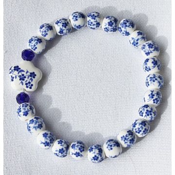 Armband delftsblauwe bloempjes