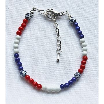 Armband rood, wit en blauw
