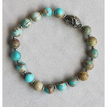 Armband 8mm natuurlijke Aqua Terra turkooiskleur kralen