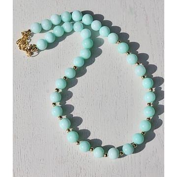 Ketting 10mm jade kralen, amazoniet kleur