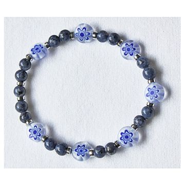 Armband Sesam Jaspis met lampwork kralen