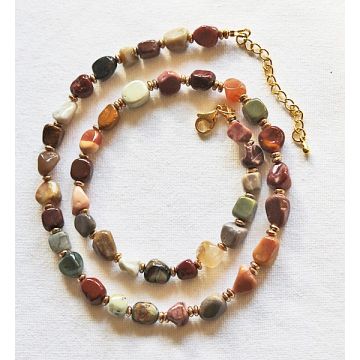 Alashan Agaat kralen ketting, 50cm.