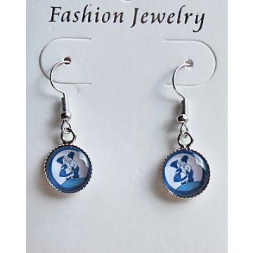 Oorbellen kussend paartje delftsblauw