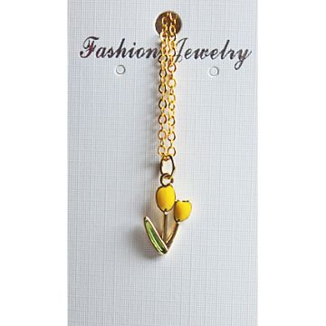 Gele tulphanger aan goudkleurige ketting