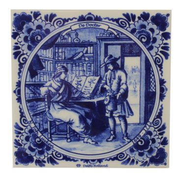 Delfts blauwe tegel - De Dokter, 15 cm 