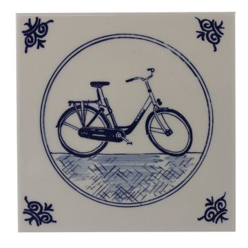 Delfts blauwe tegel - Fiets, 15 cm 