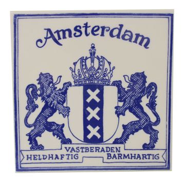 Delfts blauwe tegel - Wapen, Amsterdam,  15 cm 