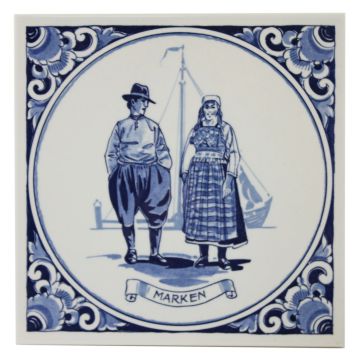 Delfts blauwe tegel- "Marken" , 15 cm 