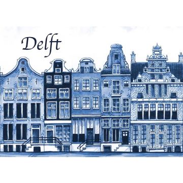 Postkaart Grachtenpanden Delft