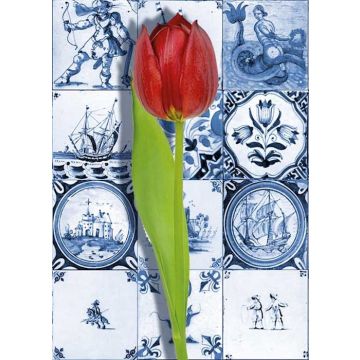 Postkaart Tegels en Tulp