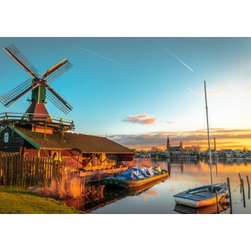 3D Ansichtkaart Zaanse Schans, Molen bij zonsopgang
