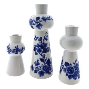 Delfts blauwe kaarsenhouders - set van 3 - cadeauverpakt