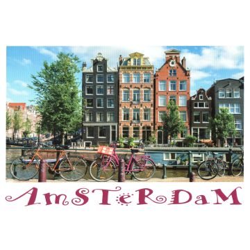 Postkaart Amsterdamse gracht met fietsen