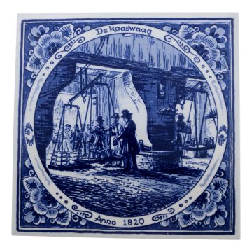 Delfts blauwe tegel - De kaaswaag, 15 cm 