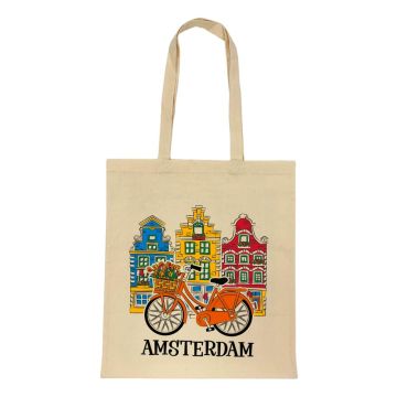 Katoenen Tas "Happy Houses Amsterdam"