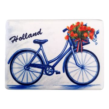 Keramieken Magneet "Fiets met bloemen"
