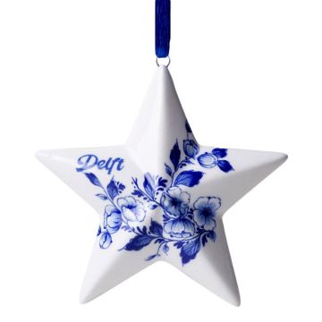Delft Star Christmas Ornament, 8 cm
