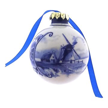 Kerstbal "Molenlandschap" 7cm 