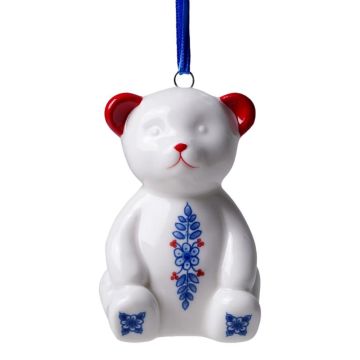 Teddy Bear Christmas Ornament - Ceramic - 7 cm
