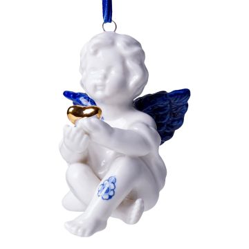 Ceramic Christmas Angel with Heart - 8.5 cm