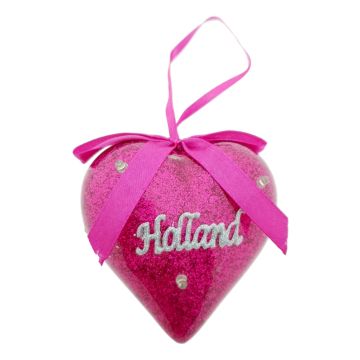 Kersthanger Hart met LED en Glitter "Holland" - Paars